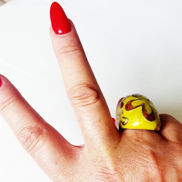 LAUREN G ADAMS GREEN AND BROWN COCKTAIL RING, 7 - Picture 3 of 5